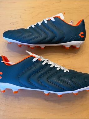 Charly Men's Encore Soccer Cleats in Teal and Orange, Size 12 (US)